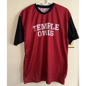 Temple Owls Wrestling Shirt Mens Medium Red Black Short Sleeve NCWA Gear